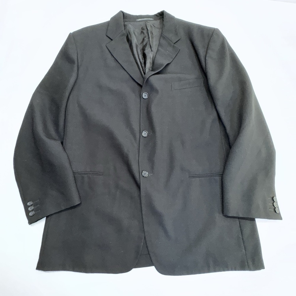 Ermenegildo Zegna Soft Blazer Mens 46R Black 3-Button Textured Jacket Luxury